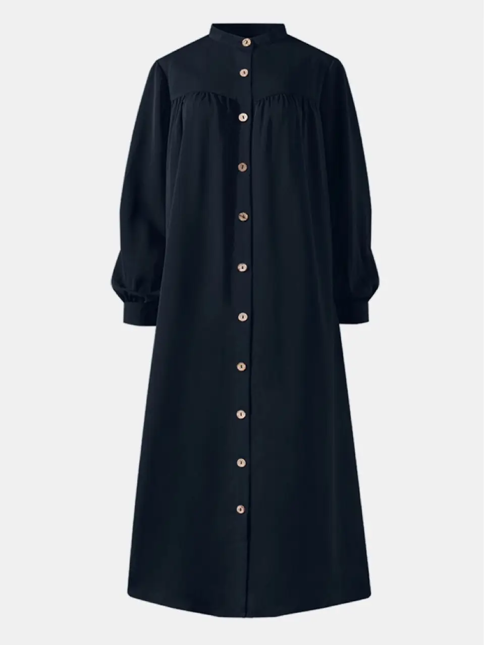 Green Button Front Long Sleeve Plus Size Dress — feature 7