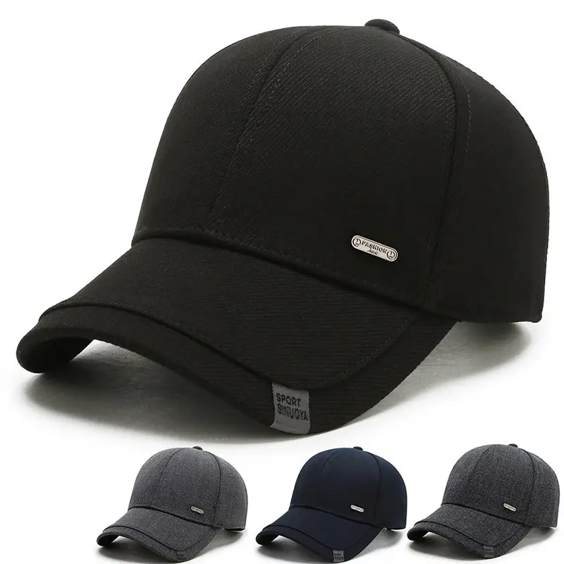 Korean Men's Black Velvet Cap with Sunshade