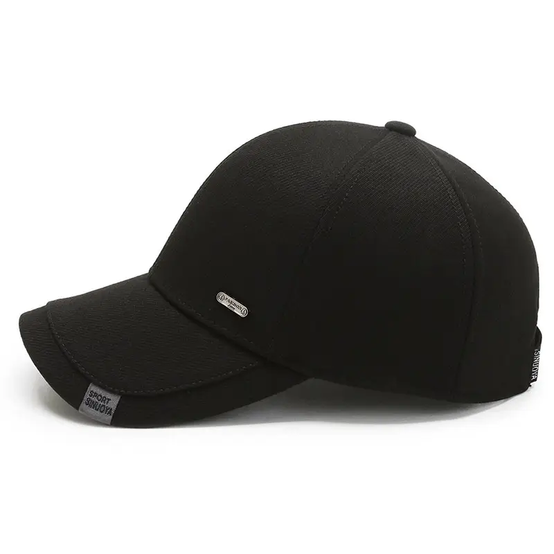 Korean Men's Black Velvet Cap with Sunshade - Image 6