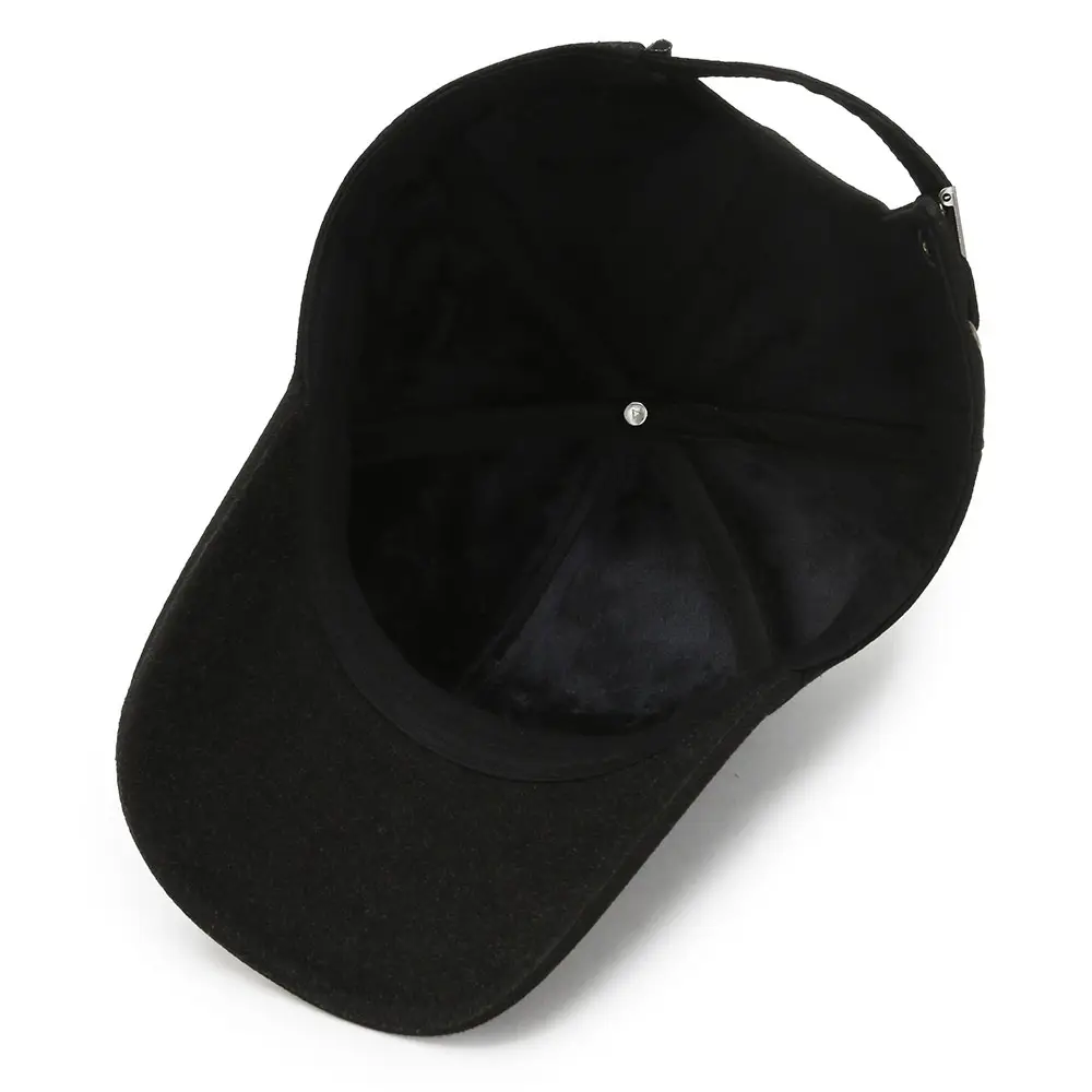 Korean Men's Black Velvet Cap with Sunshade - Image 8