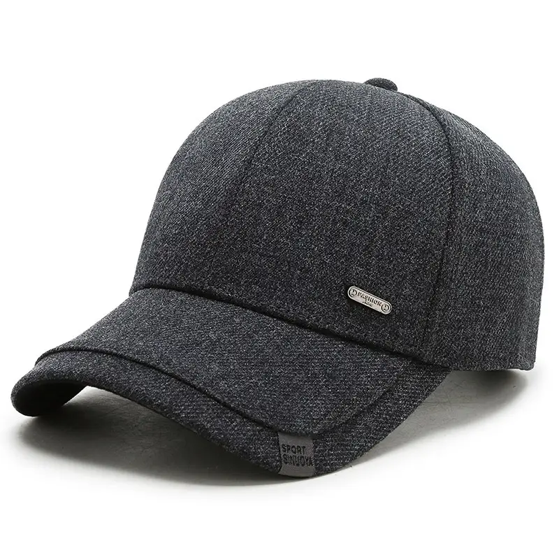 Korean Men's Black Velvet Cap with Sunshade - Image 2