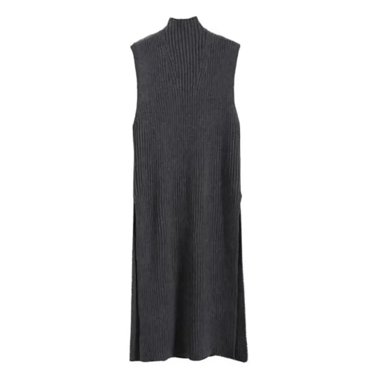 Women's Navy Blue Pullover Sweater Vest Mid-Length Dress - Image 5