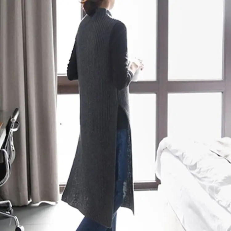 Women's Navy Blue Pullover Sweater Vest Mid-Length Dress — feature 6