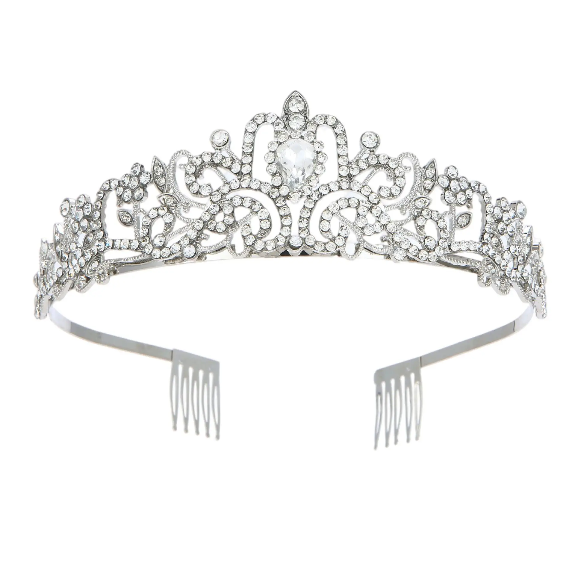 Blue Crystal Bridal Crown with Spikes - Image 19