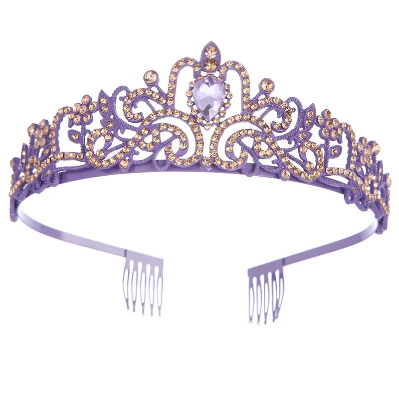 Blue Crystal Bridal Crown with Spikes - Image 10