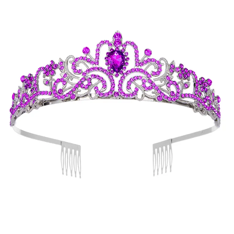 Blue Crystal Bridal Crown with Spikes - Image 11