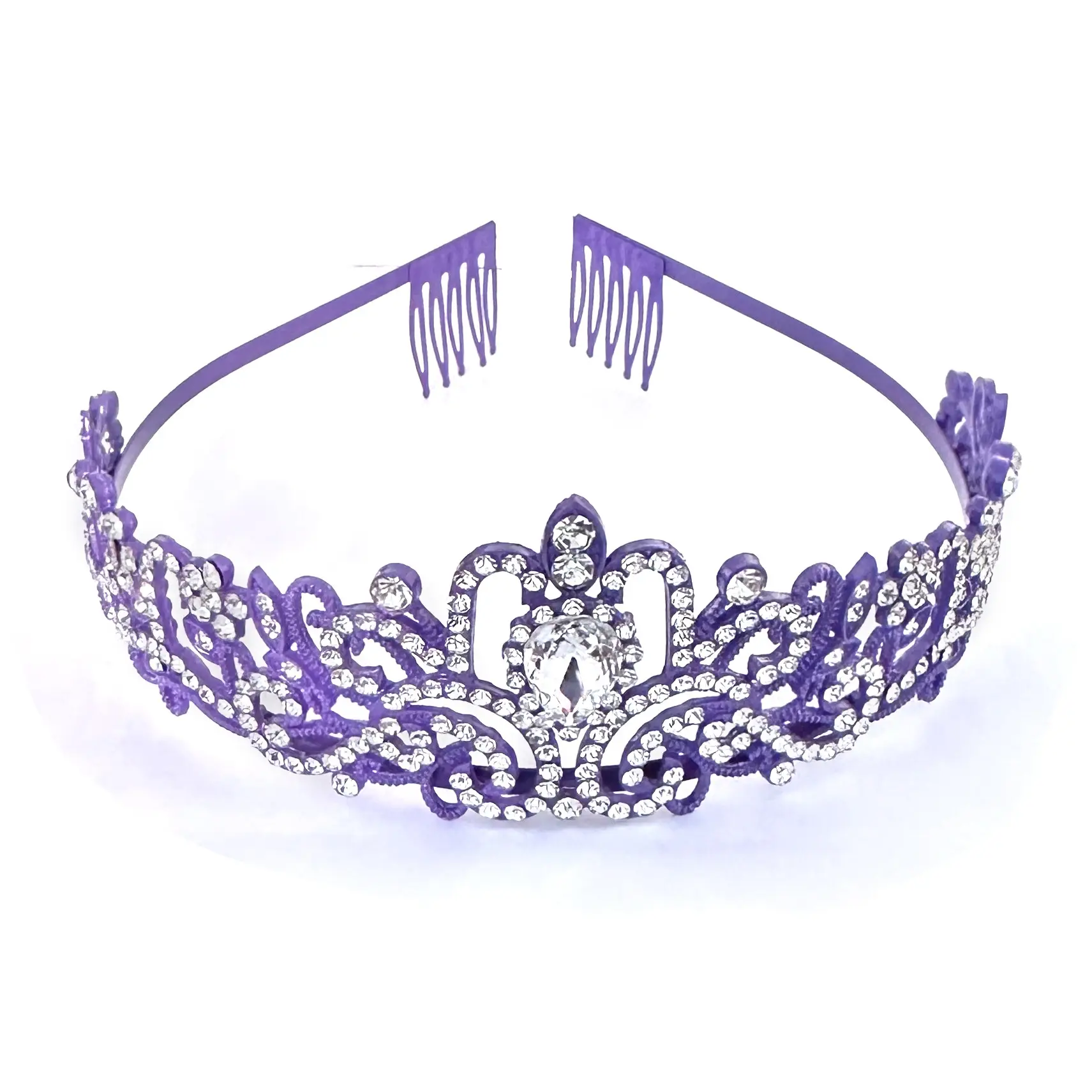 Blue Crystal Bridal Crown with Spikes - Image 12