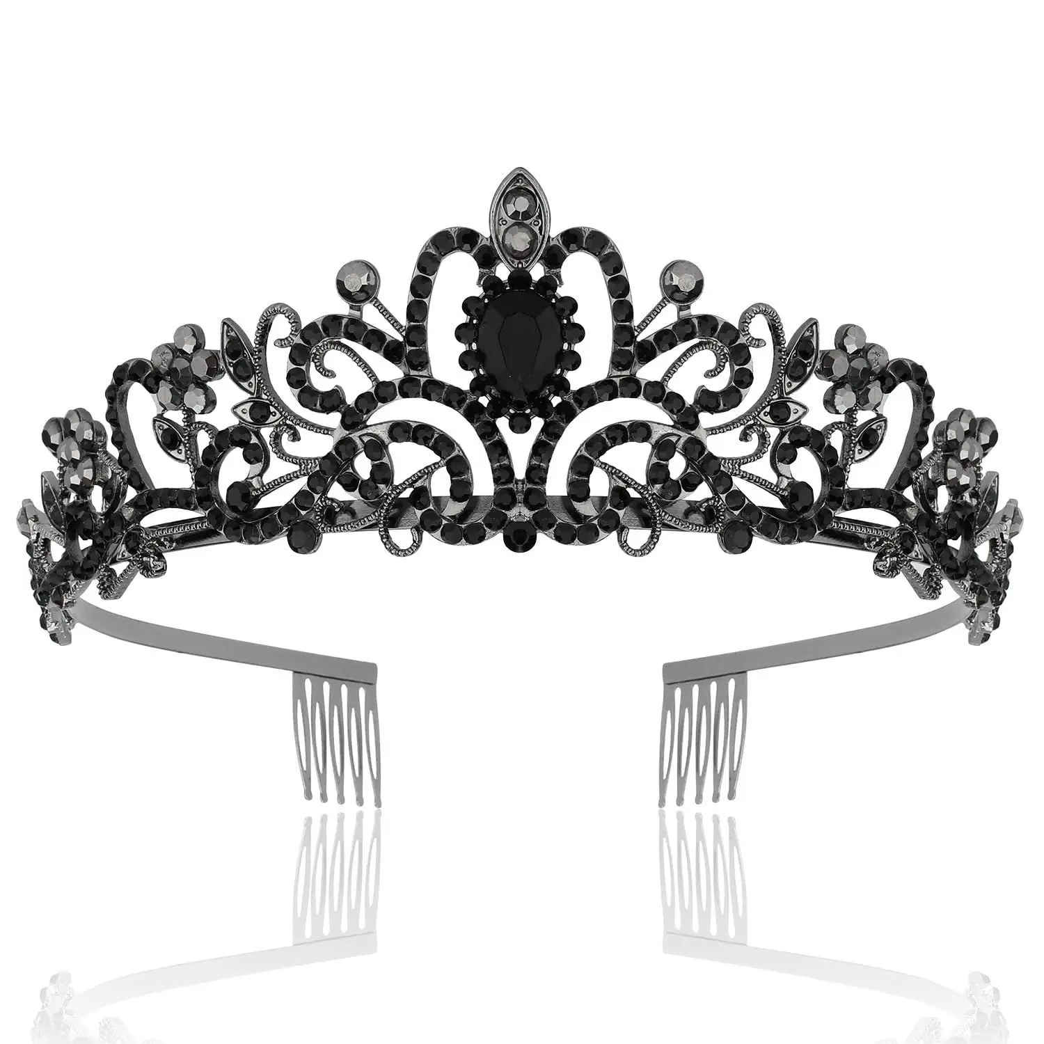 Blue Crystal Bridal Crown with Spikes - Image 13