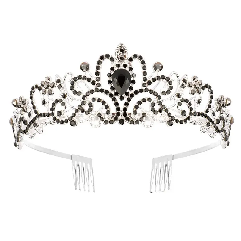 Blue Crystal Bridal Crown with Spikes - Image 14