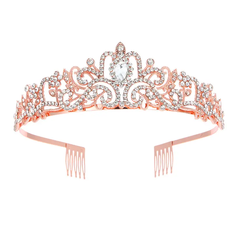 Blue Crystal Bridal Crown with Spikes - Image 3
