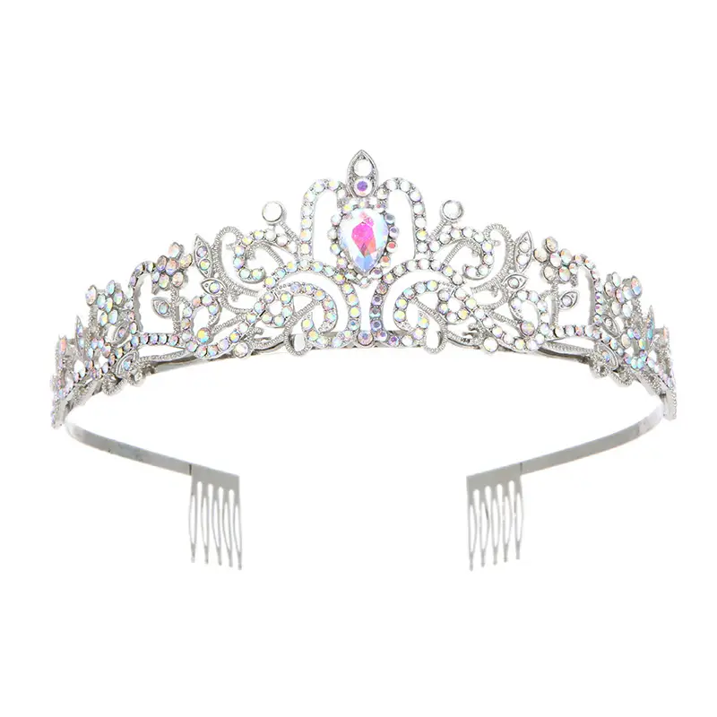 Blue Crystal Bridal Crown with Spikes - Image 4