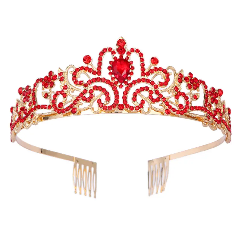 Blue Crystal Bridal Crown with Spikes - Image 8