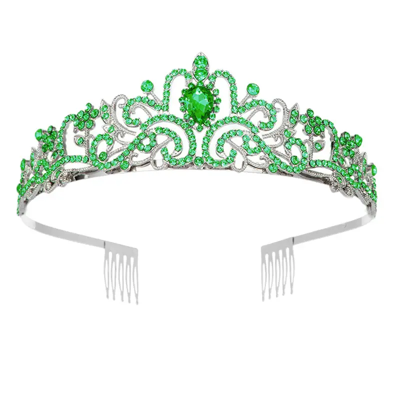 Blue Crystal Bridal Crown with Spikes - Image 9
