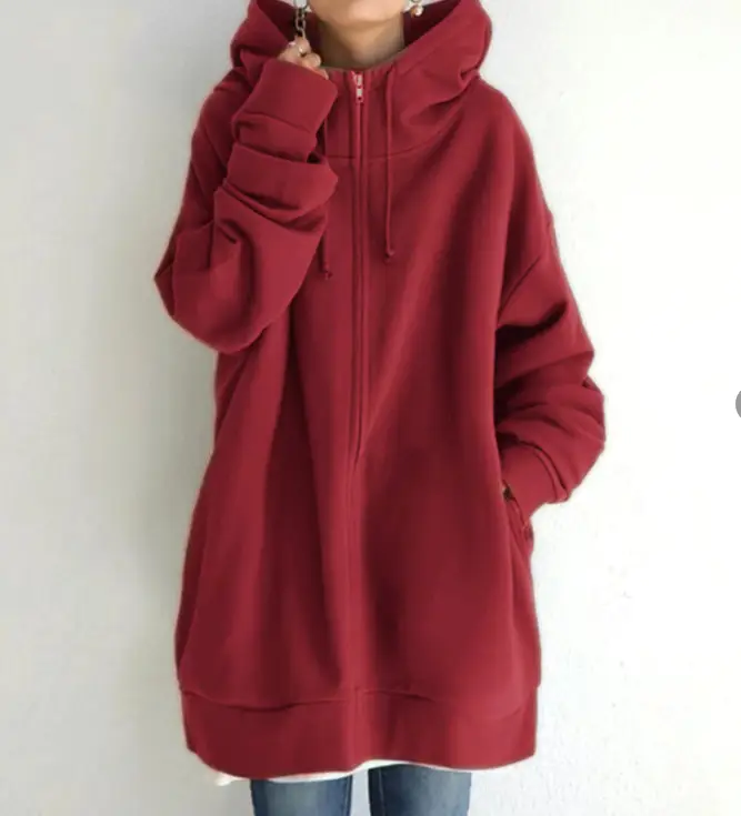 2022 Velvet Hoodie Plus Size Maroon - Image 6