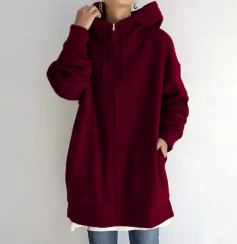 2022 Velvet Hoodie Plus Size Maroon - Image 7