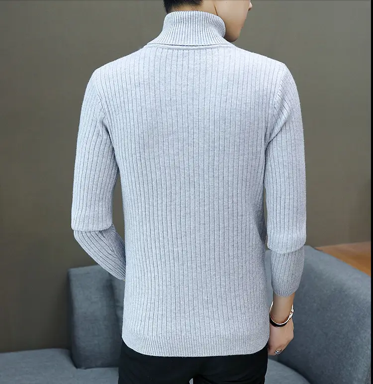 Men's Grey Knitted Turtleneck Sweater Slim Fit — feature 45