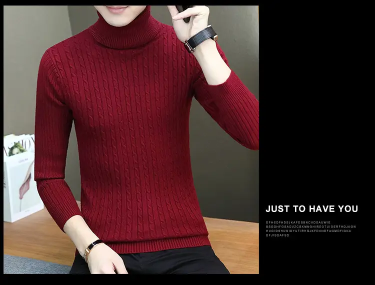 Men's Grey Knitted Turtleneck Sweater Slim Fit — feature 49