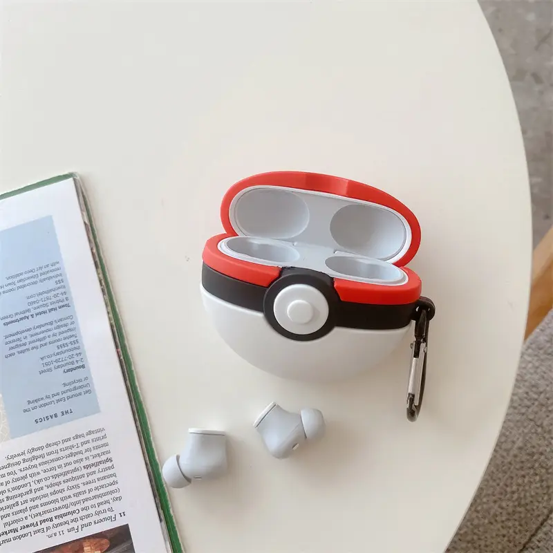 Silicone Pokémon Headphone Buds Red White Drop Shipping