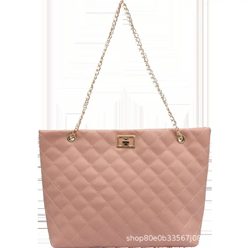 White Korean Style Women's Shoulder Bag with Gold Chain - Image 2