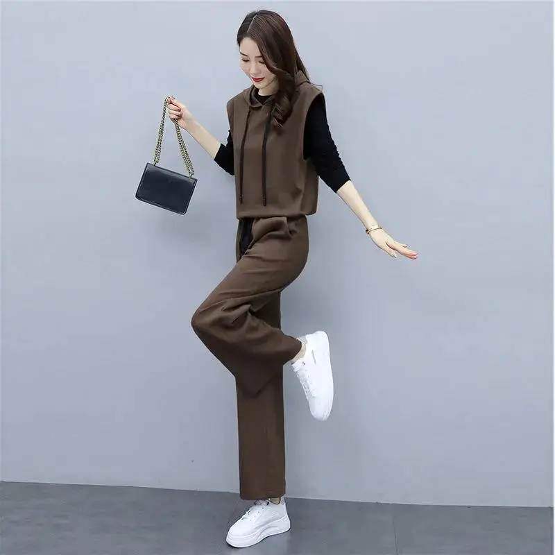Women's 2026 Slimming Wide-Leg Pants Set Brown - Image 2
