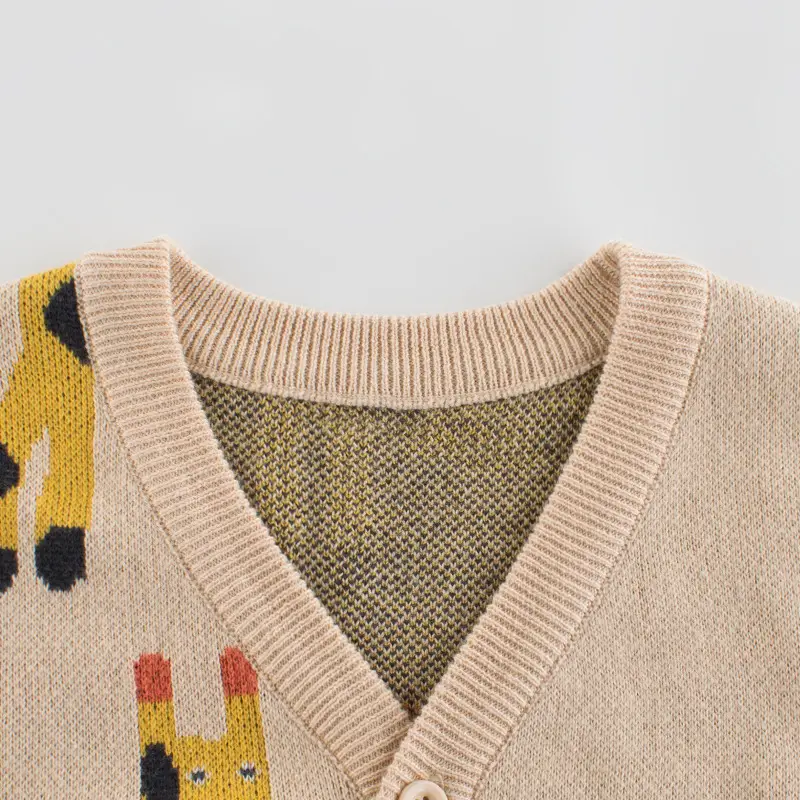 Kids Korean Style Knitwear Jacket with Giraffe Print - Image 2