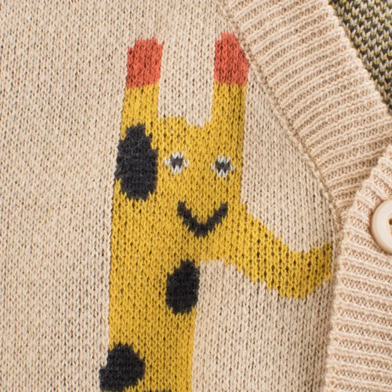 Kids Korean Style Knitwear Jacket with Giraffe Print - Image 3