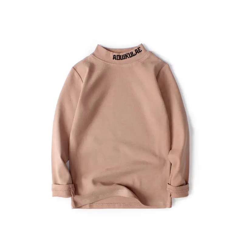 Kids Black Sweatshirt High Neck Long Sleeve Warm Solid Color - Image 3