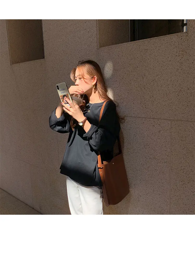 Women Long Sleeve T-Shirt Loose Fit Spring Autumn Chic Top — feature 13