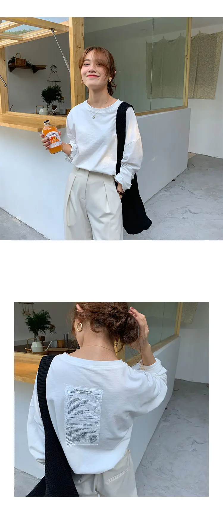 Women Long Sleeve T-Shirt Loose Fit Spring Autumn Chic Top — feature 3