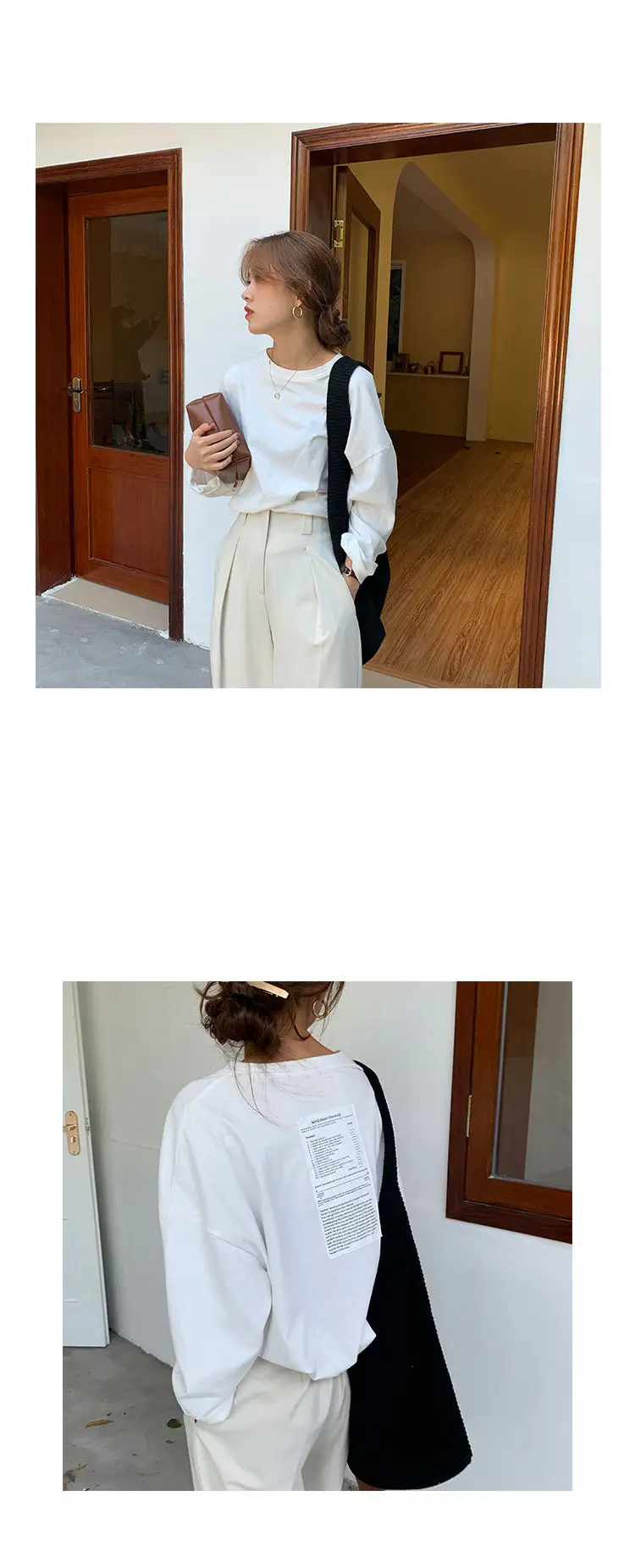 Women Long Sleeve T-Shirt Loose Fit Spring Autumn Chic Top — feature 5