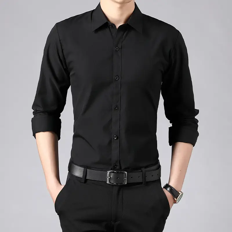 Men Light Blue Short Sleeve Button Shirt with Sleeves Roll - Image 2