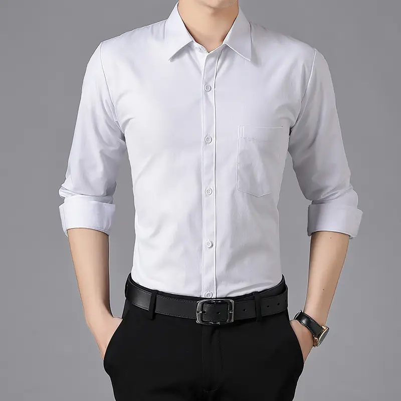 Men Light Blue Short Sleeve Button Shirt with Sleeves Roll - Image 8