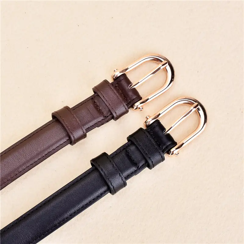 Black Retro Saddle Buckle Belt with Cowhide Leather - Image 3