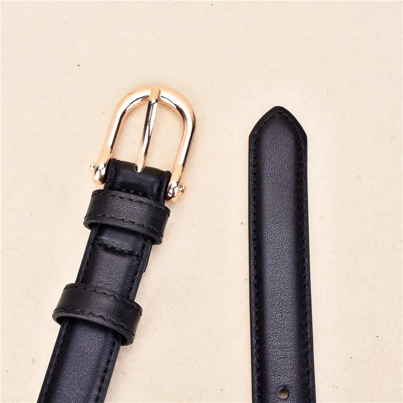 Black Retro Saddle Buckle Belt with Cowhide Leather - Image 4