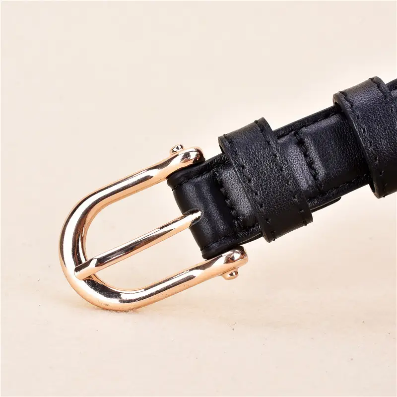Black Retro Saddle Buckle Belt with Cowhide Leather - Image 5