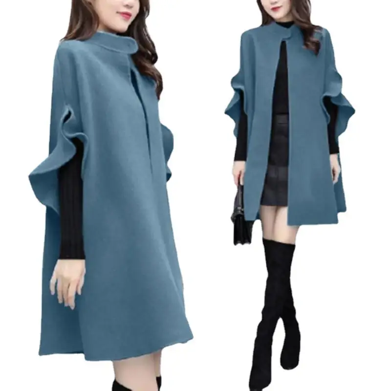 2021 Women Woolen Coat Grey Plus Size British A-Line - Image 11