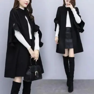 2021 Women Woolen Coat Grey Plus Size British A-Line - Image 4