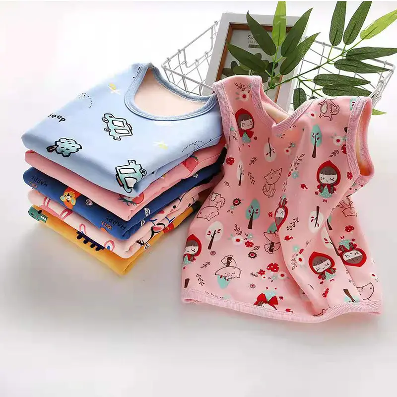 Children's Dinosaur Velvet Vest Grey Sleeveless Warm Bottoming Vest - Image 14