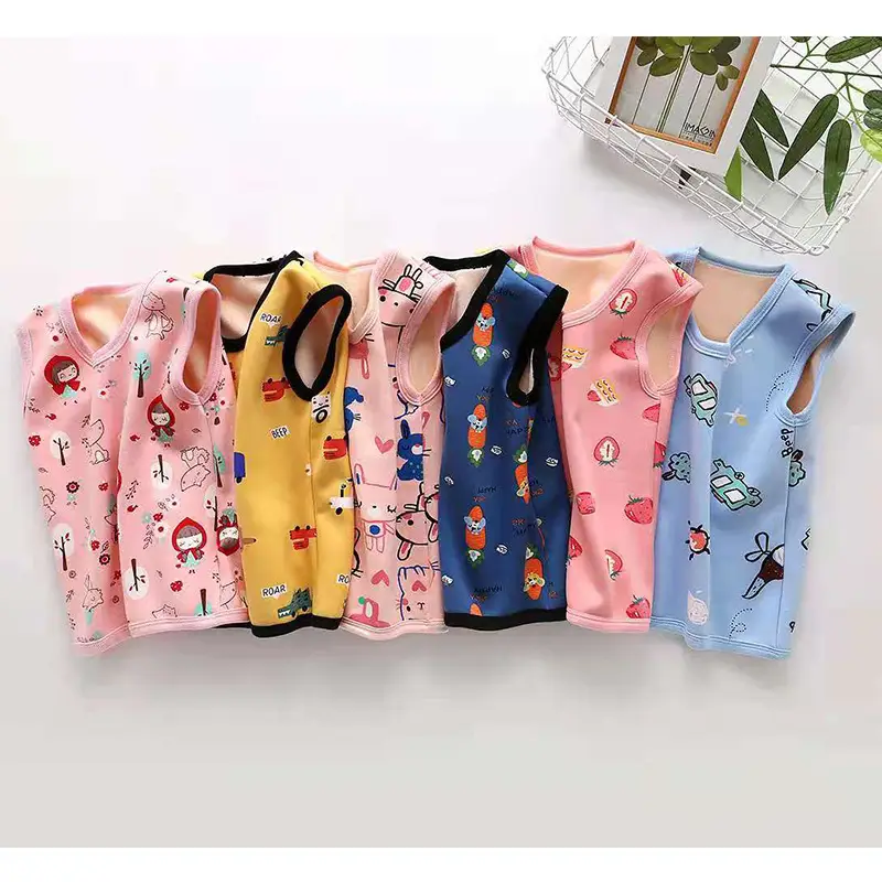 Children's Dinosaur Velvet Vest Grey Sleeveless Warm Bottoming Vest - Image 15