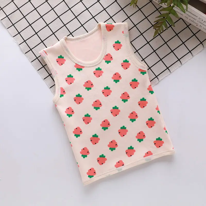 Children's Dinosaur Velvet Vest Grey Sleeveless Warm Bottoming Vest - Image 12