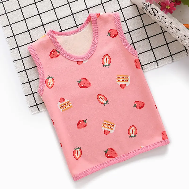 Children's Dinosaur Velvet Vest Grey Sleeveless Warm Bottoming Vest - Image 4