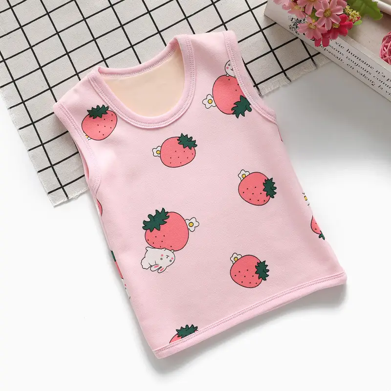Children's Dinosaur Velvet Vest Grey Sleeveless Warm Bottoming Vest - Image 9