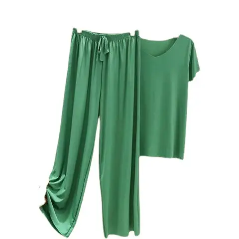Women Ice Silk Wide-leg Pants Summer Suit - Image 11