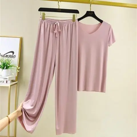 Women Ice Silk Wide-leg Pants Summer Suit - Image 2