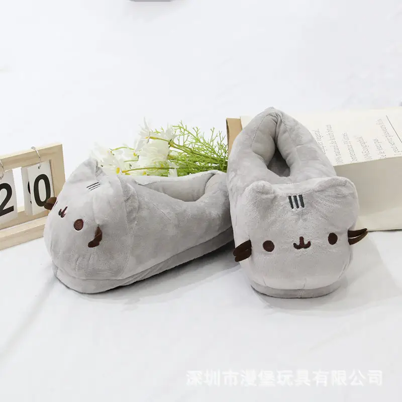 Fat Gray Cat Plush Slippers, Warm and Thickened Indoor Home Autumn and Winter Cotton Slippers, Cat Couple Slippers, Manufacturer Wholesale