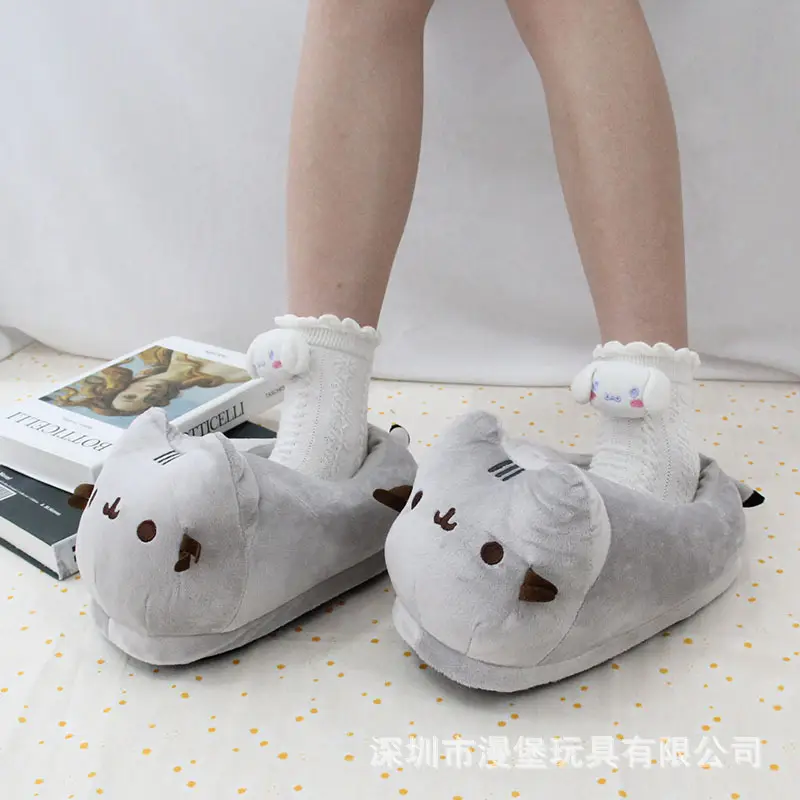 Fat Gray Cat Plush Slippers, Warm and Thickened Indoor Home Autumn and Winter Cotton Slippers, Cat Couple Slippers, Manufacturer Wholesale — feature 11