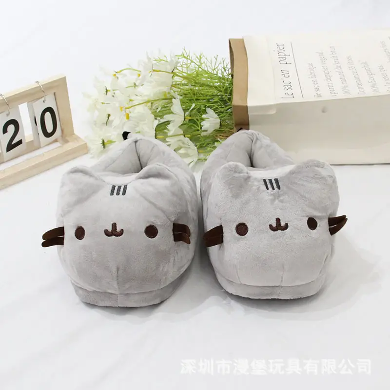 Fat Gray Cat Plush Slippers, Warm and Thickened Indoor Home Autumn and Winter Cotton Slippers, Cat Couple Slippers, Manufacturer Wholesale — feature 2