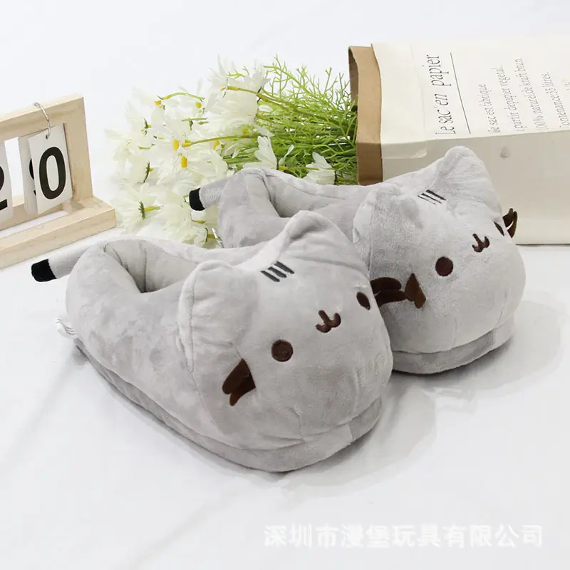 Fat Gray Cat Plush Slippers, Warm and Thickened Indoor Home Autumn and Winter Cotton Slippers, Cat Couple Slippers, Manufacturer Wholesale — feature 3