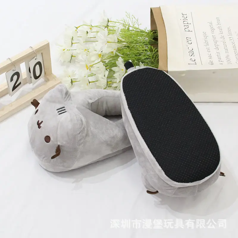 Fat Gray Cat Plush Slippers, Warm and Thickened Indoor Home Autumn and Winter Cotton Slippers, Cat Couple Slippers, Manufacturer Wholesale — feature 5