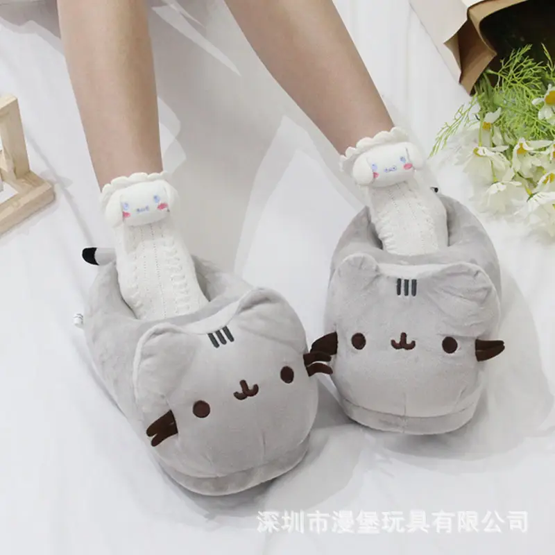 Fat Gray Cat Plush Slippers, Warm and Thickened Indoor Home Autumn and Winter Cotton Slippers, Cat Couple Slippers, Manufacturer Wholesale — feature 7